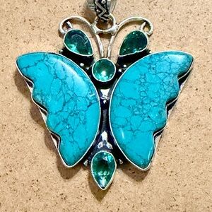 Beautiful Turquoise Butterfly Pendant Necklace